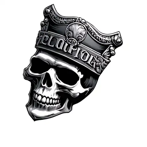 Skull Police Badge Intertwined