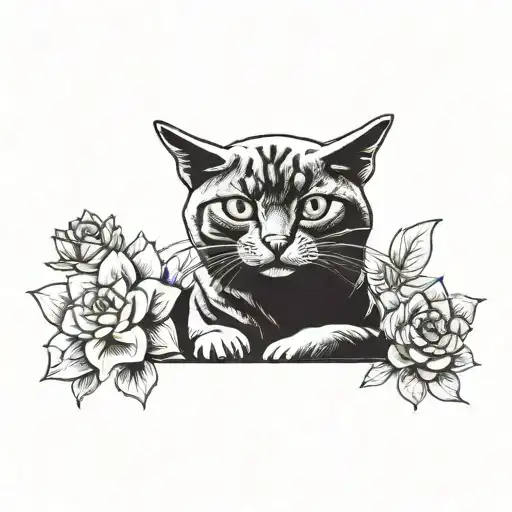 Cat With Succulent Plant