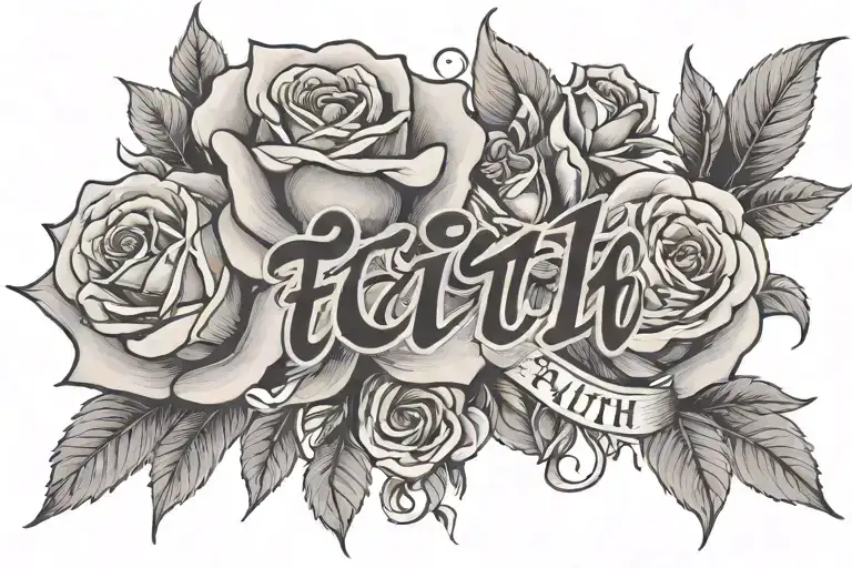 Roses With The Word Faith Written Across Them
