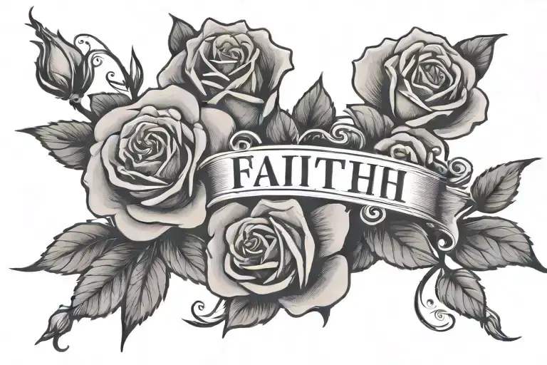 Roses With The Word Faith Written Across Them In A Way You Can Read It