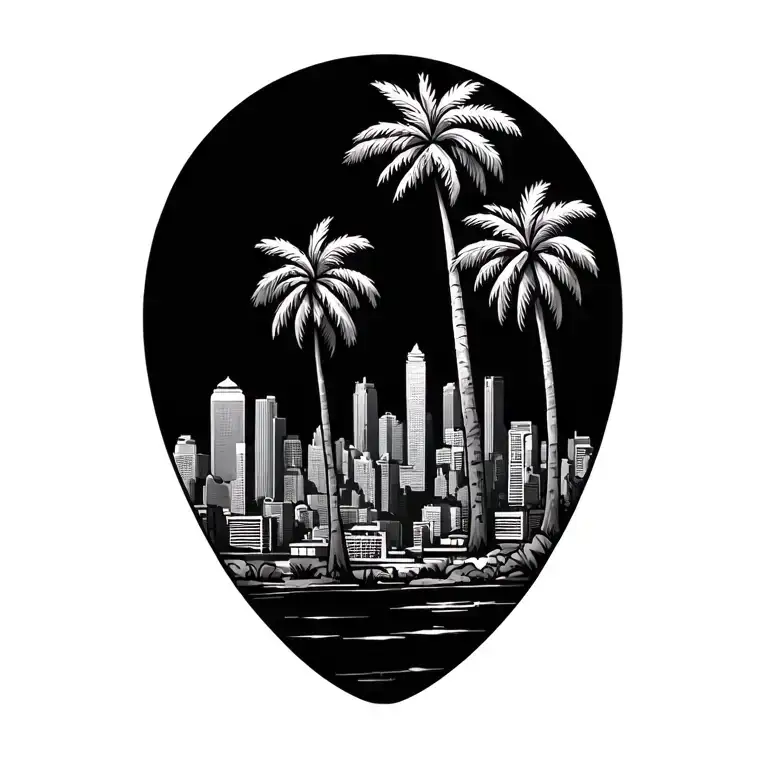 Palm Trees City Skyline