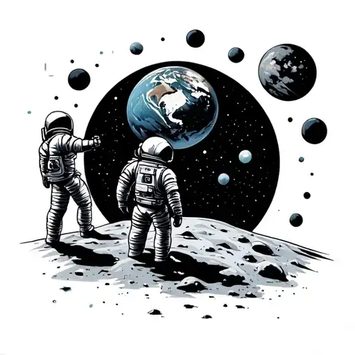 Astronaut On The Moon Looking Back At Earth Globe