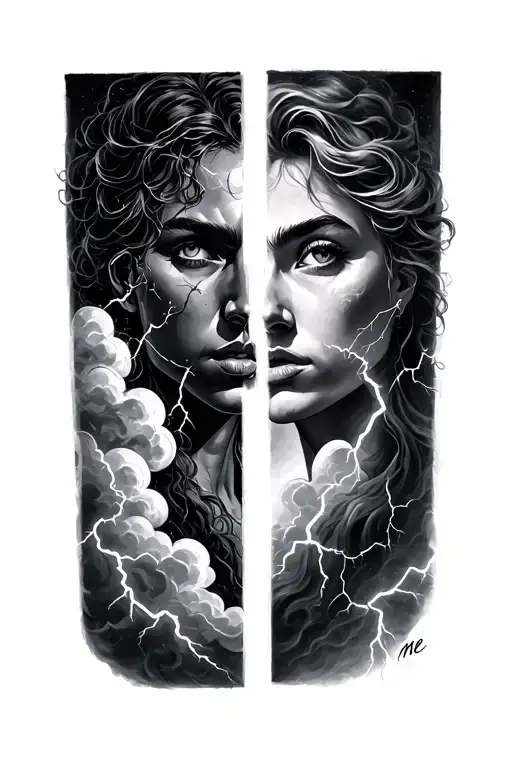 Me Vs Me With Clouds And Lightning