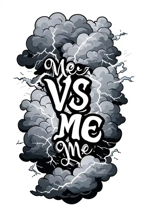 Words That Says Me Vs Me With Clouds And Lightning