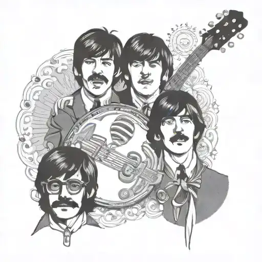 Beatles Inspired Tattoo Featuring Here Comes The Sun And Imagine