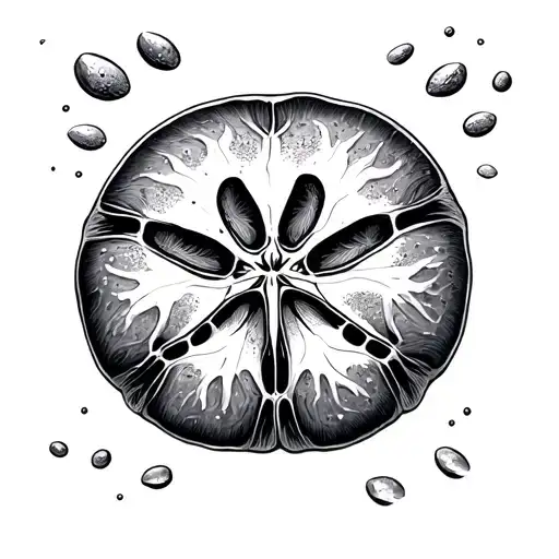 Realistic Sand Dollar Black And White Delicate