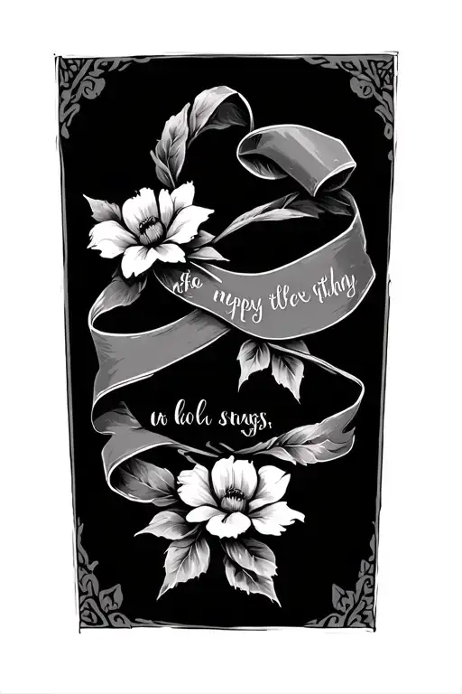 Ribbons And Bows Inspired Tattoo Featuring Bible Verses And Flowers