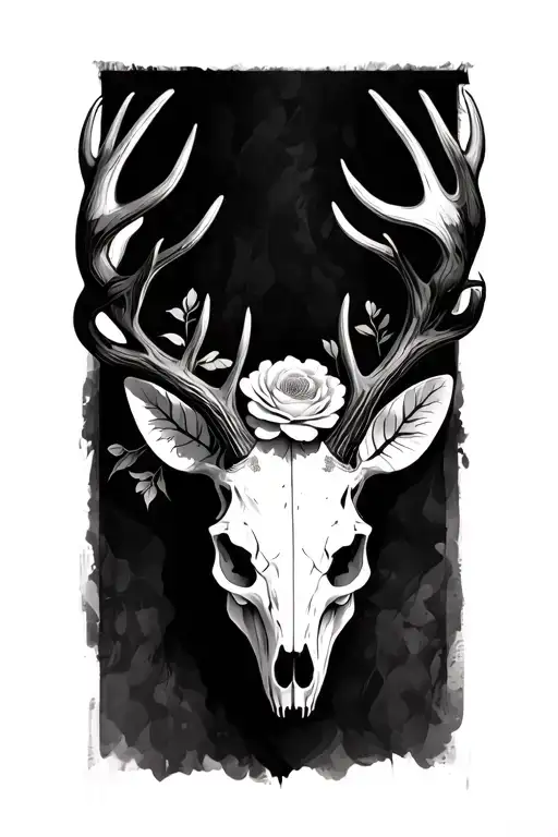 Deer Skull And Flowers