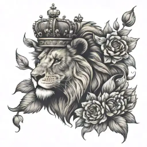 A Regal Lion Wearing A Crown Of Sunflowers