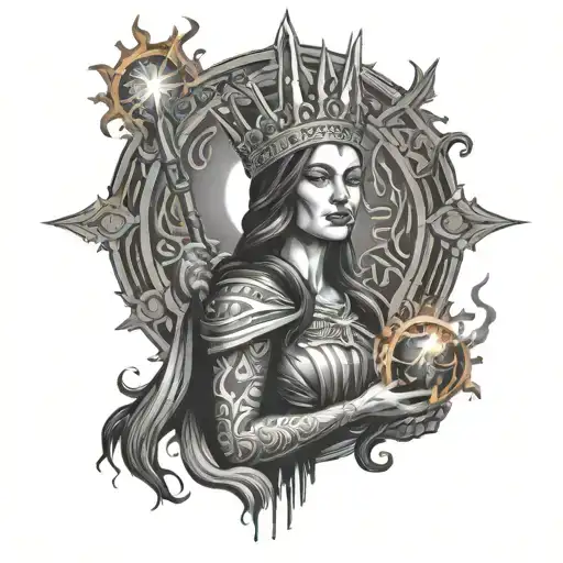 A Mystical Interpretation Of The Queen Of Wands Holding A Fiery Sun