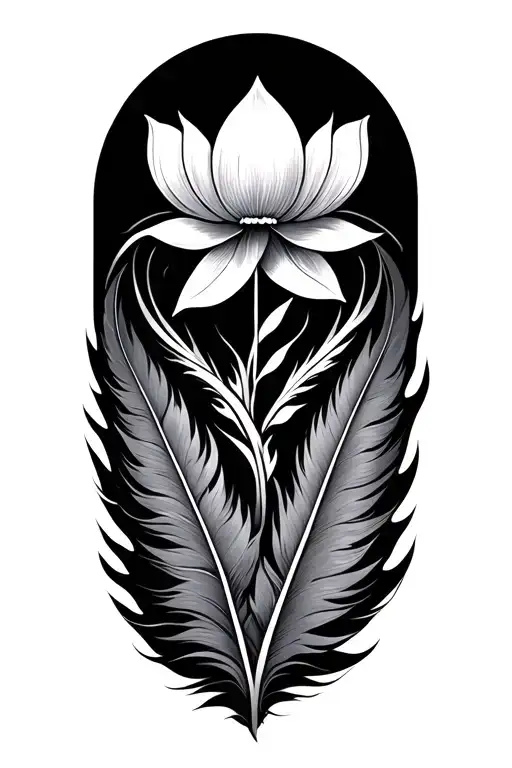 Unalome Symbol With Lotus Feathers Falling