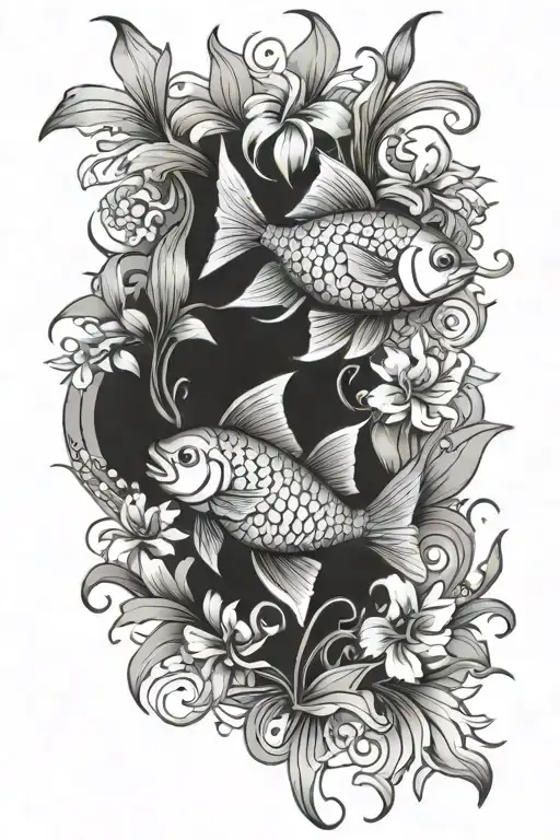 Lilly Flowers Pisces Fish