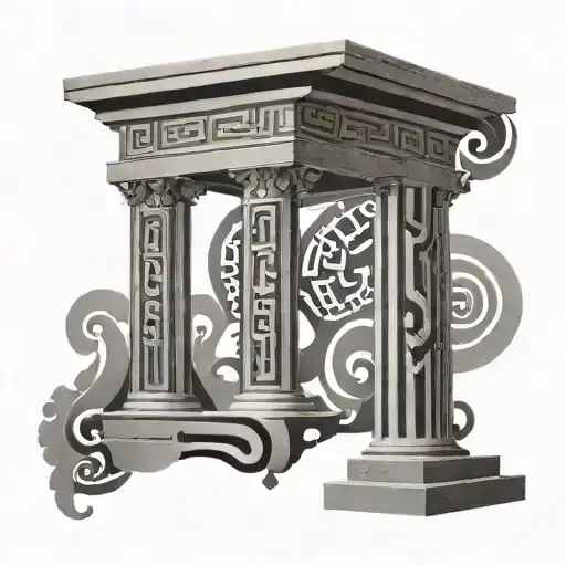 Greek Key Black And Gray Half Sleeve