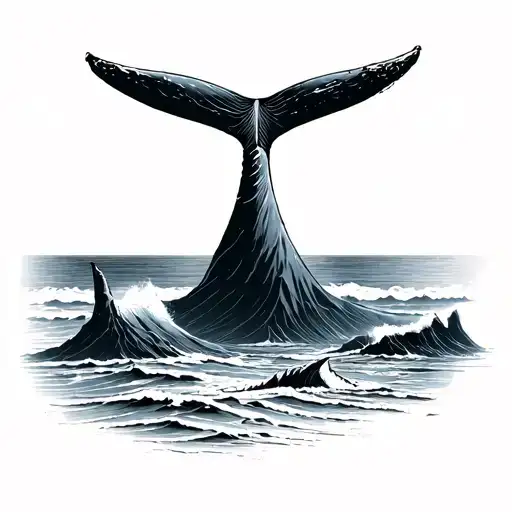 Reynisfjara Beach Line Tattoo Abstrackt With Whale Tail