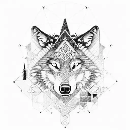 A Wolf Made Up Of Intricate Geometric Patterns