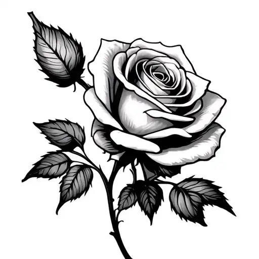 Rose Tattoo Long Stem