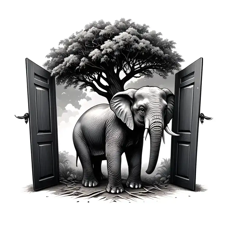 Baby Elephant Blowing A Tree Out Of Its Trunk Trunks Doors