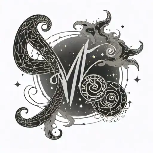 Mike's Name In Baybayin Script Surrounded By Aries Constellation Elements