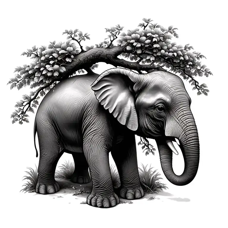 Baby Elephant Growing A Tree Out Of Its Trunk Trunks