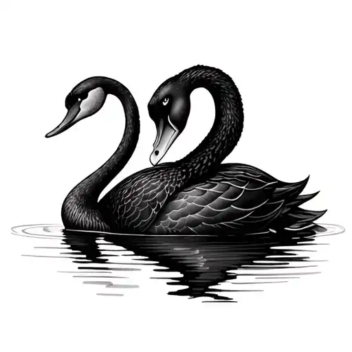Black Swan With A Scar On Its Eye With No Shading