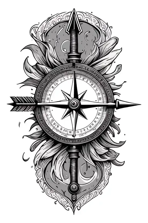 Traveller Compass With An Arrow