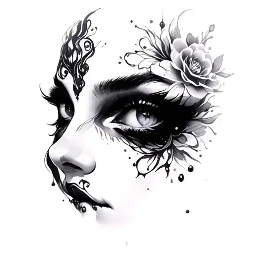 Woman's Face Gothic Water Themed