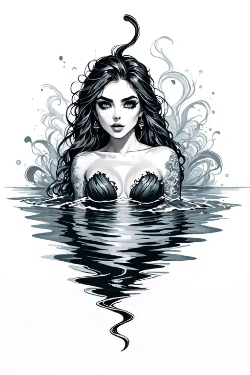 Sexy Water Themed Tattoo Incorporating