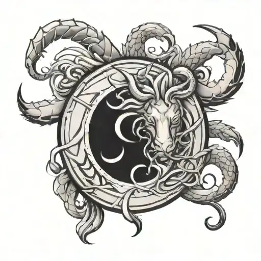 Create A Tattoo Sketch In Black By Crossing 2 Zodiac Signs Scorpio And Leo