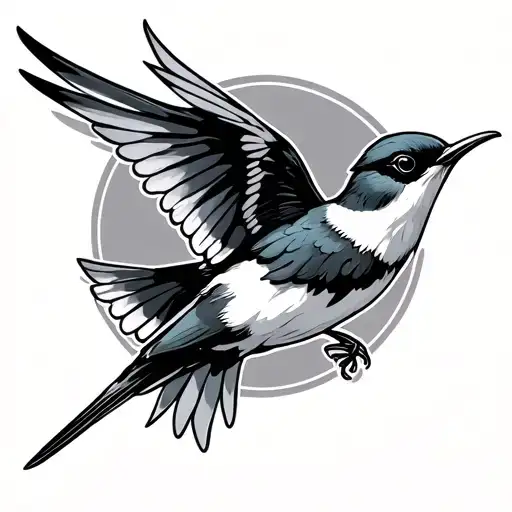 Chrome Style Swallow Bird Flying