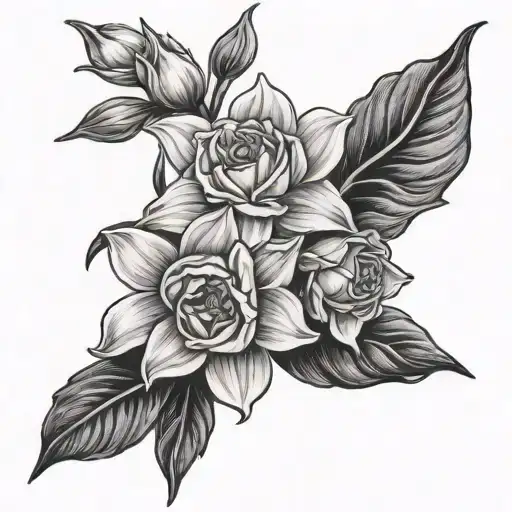 Daffodil And Rose With Nan Text