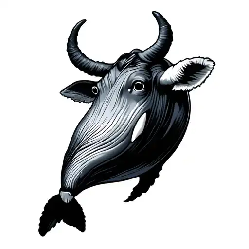 Simple Whale Share With Cow Head