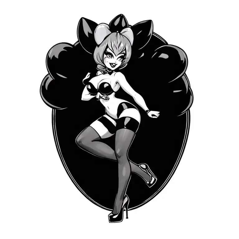 Bowsette Wearing Stockings And High Heels Standin In A Sexy Pose