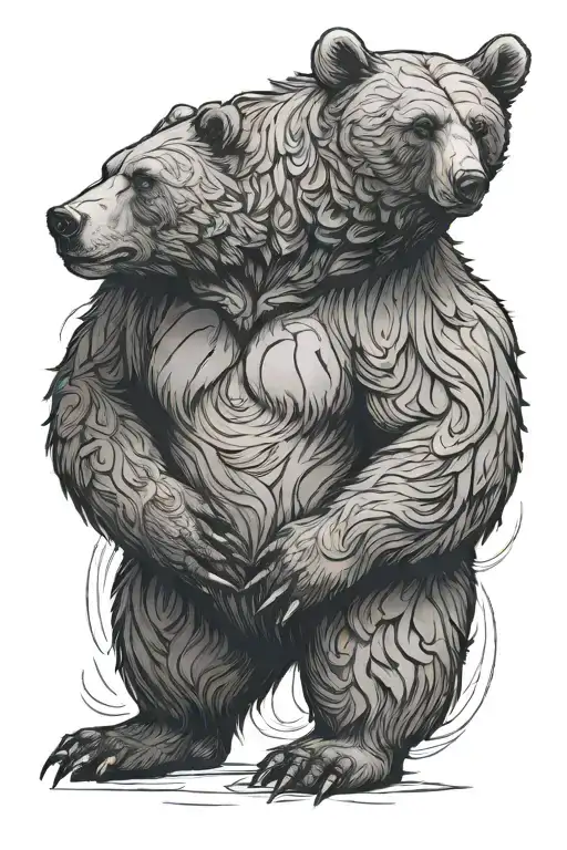 Bear With Abs Standing On Its Hind Legs