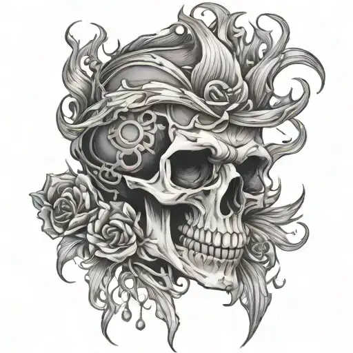 Flaming Streaming Skull Soft Shading
