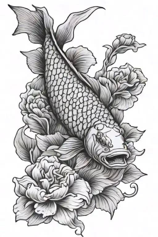 Big Scales Carp Koi Black Portrait Femme Fatale