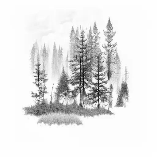 Germa Dark Pine Forest With Sunrays Lush Forest Floor