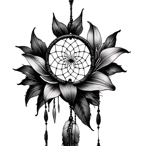 Dream Catcher With Lily Flower And Compus