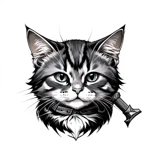 Small Cat With Thor Hammer