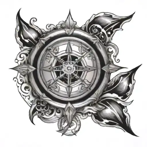 Cancer Sign With Compass With Water Waves