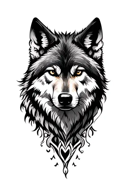 Wolf Night Scene Symmetrical Design