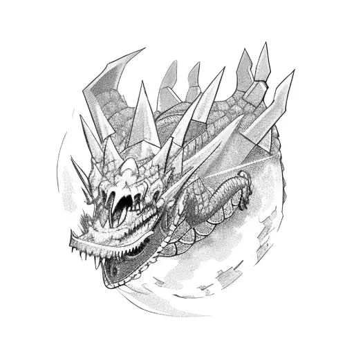 Armored Dragon With Canon And A Big Town On His Back