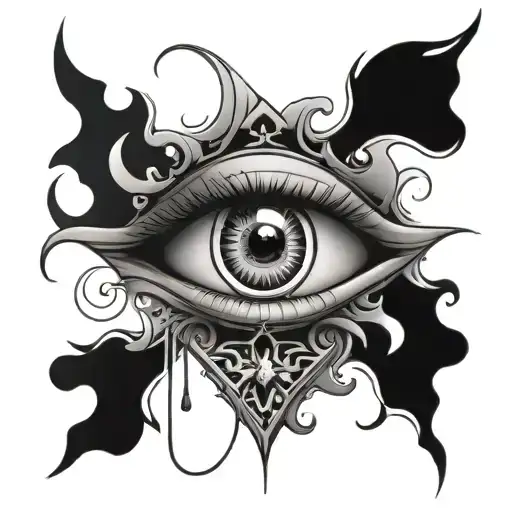 Religious Tattoo With An Eye In The Middle It Is Surrounded