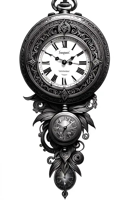 Compas Pocket Watch Black