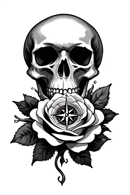 Skull Rose Compass Water Direction