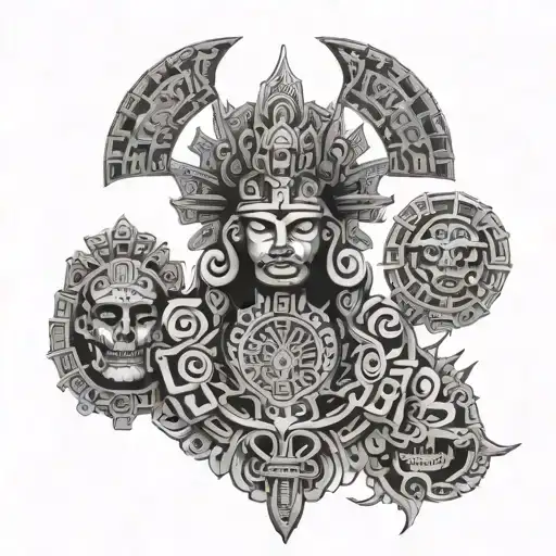 Gothic Style Mayan Spine Tattoo Design