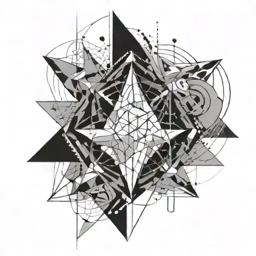 Abstract Geometric Design Incorporating Mathematical Symbols And Data Points