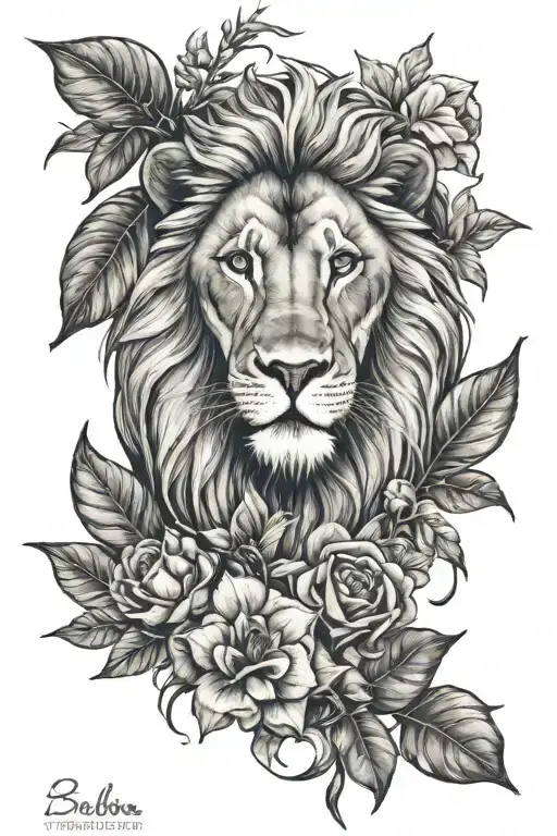 Lion And Plants