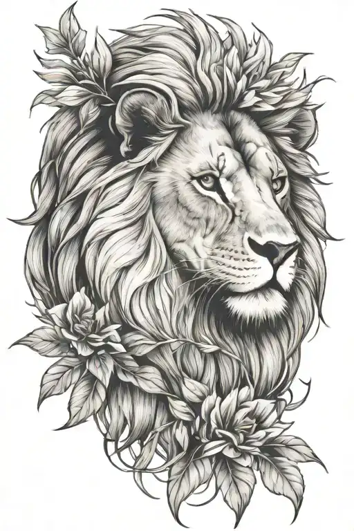 Lion And Plants