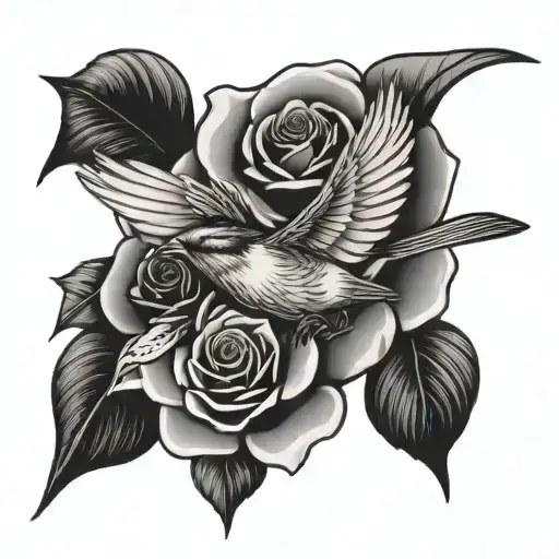 Cross Rose Bird Flying
