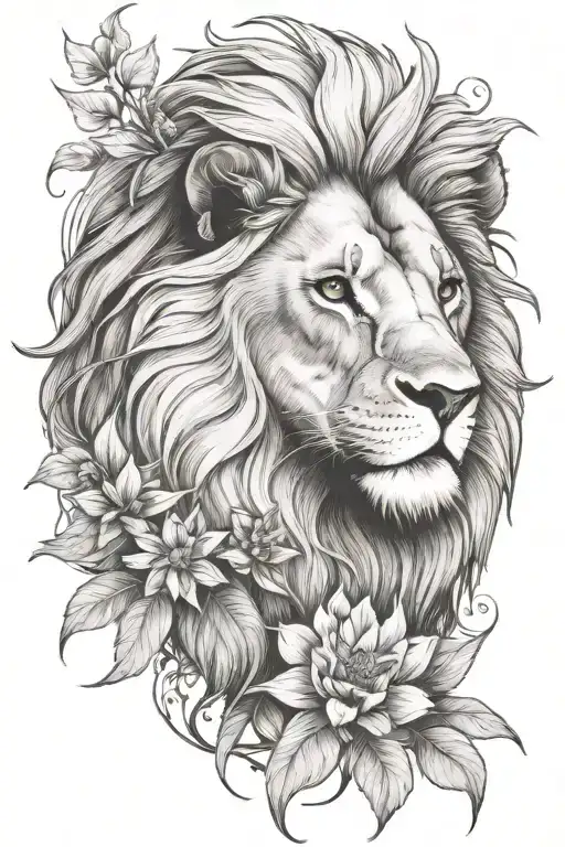 Lion And Plants